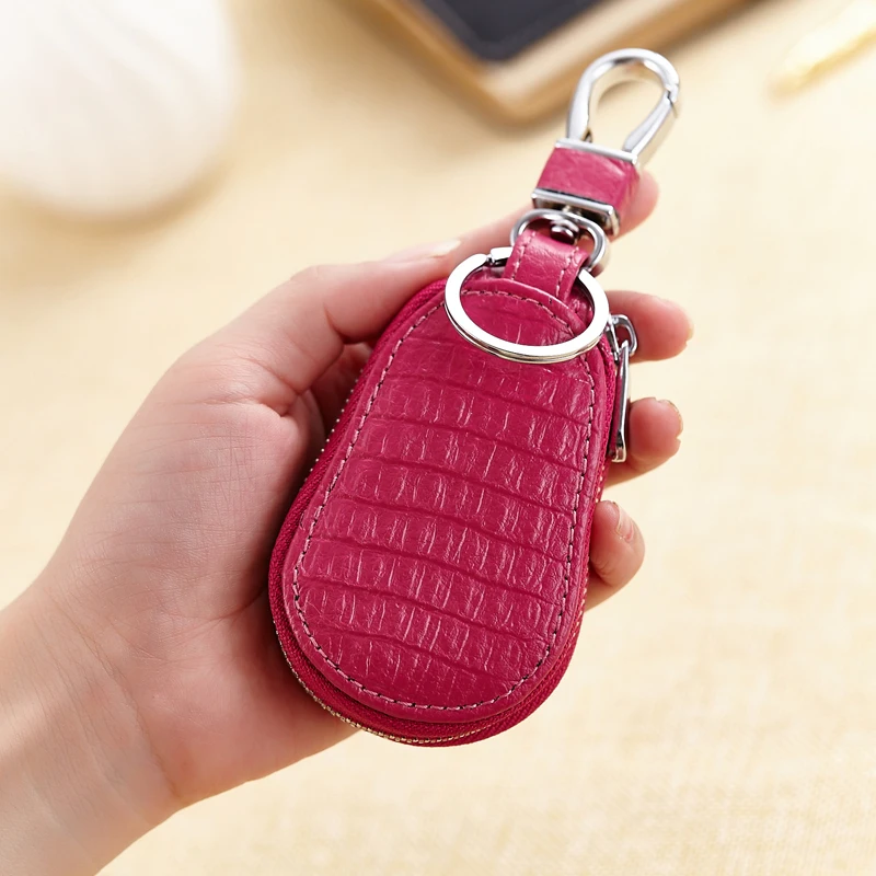 

Cowhide Zippered Car Key Pouch Leather Key Case New Design Genuine, 4 color