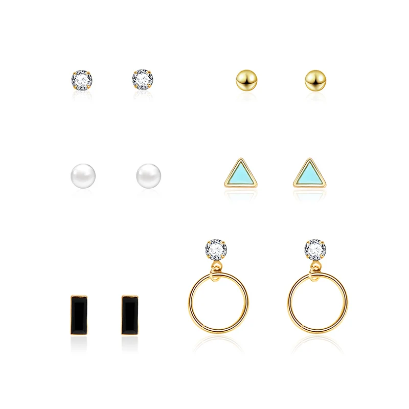 

Fashion stud hoop earing set stud earrings set 6 pair jewelry earring set for wholesale