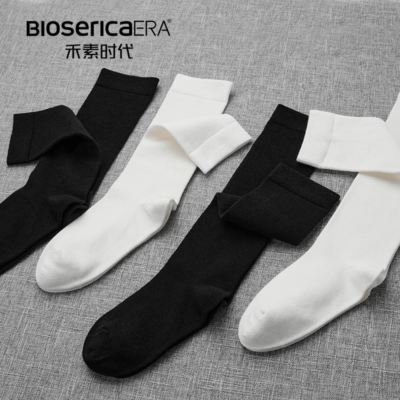 

Wholesales Women Over Knee High Sock Antibacterial Lady Slouchy Socks Thigh High Cotton Socks Black White for Girl Dress Custom
