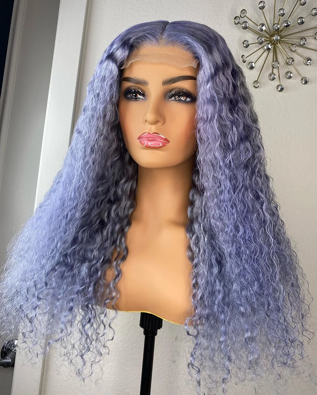 

Silver/lavender Brazilian Cuticle Aligned Deep Body Wave Human Hair Lace Front Wig