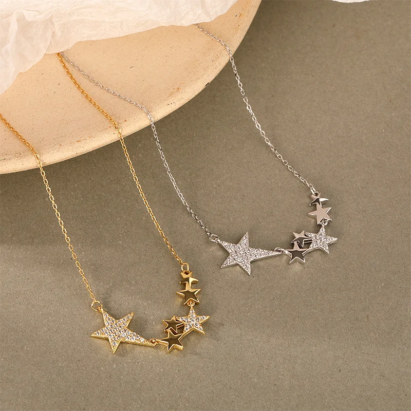 

VIANRLA 925 sterling silver new arrival dainty star pieces necklaces with clearly zircon