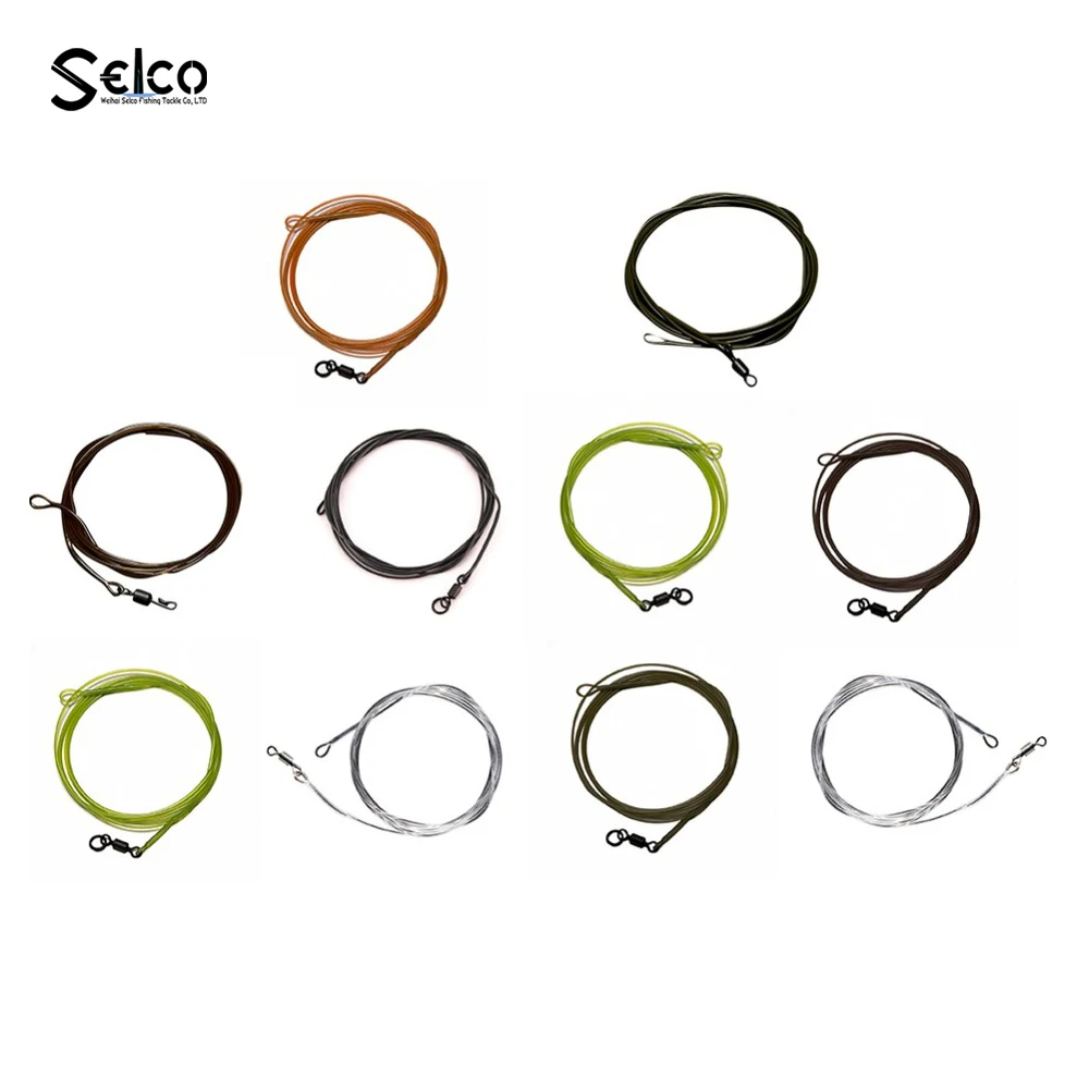 

Fused Carp Fishing Leader Link With rolling swivel Fluorocarbon carp Leader, Various colors