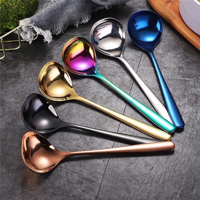 

Stainless Steel Soup Spoon Multi-function Sauce Spoon Kitchen Accessories, As show