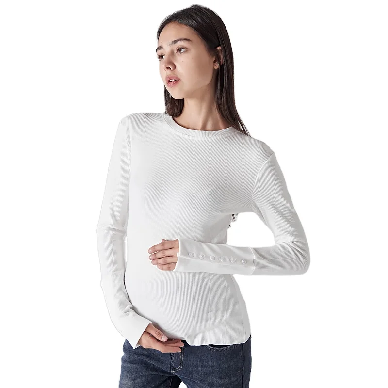 

Wholesale Maternity Clothes Women Fashion Side Button Maternity Tunic Tops Long Sleeve Maternity Wear Sweaters