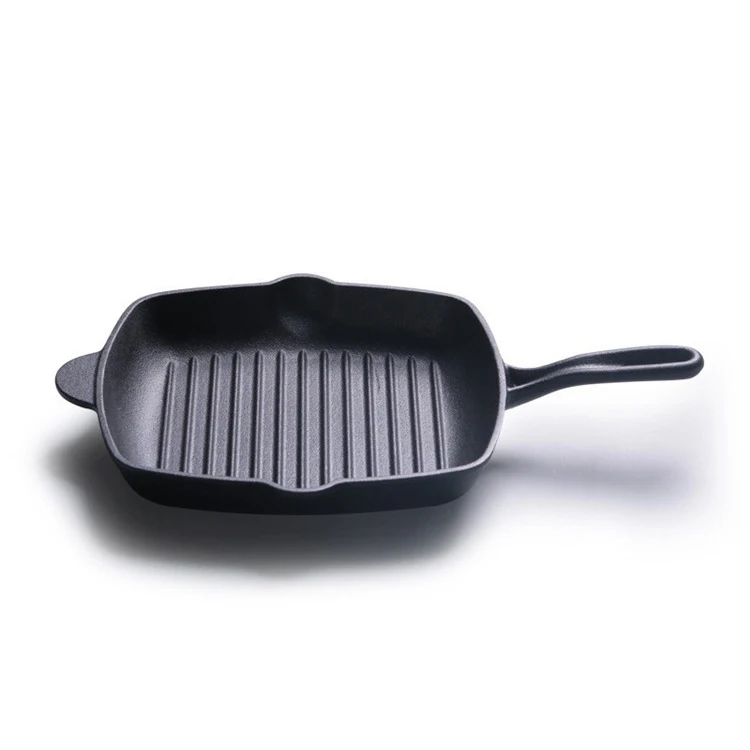 

Cast iron skillet with lid set pre-seasoned Heavy duty cast iron pot grill oven griddle pan with handle and wood base