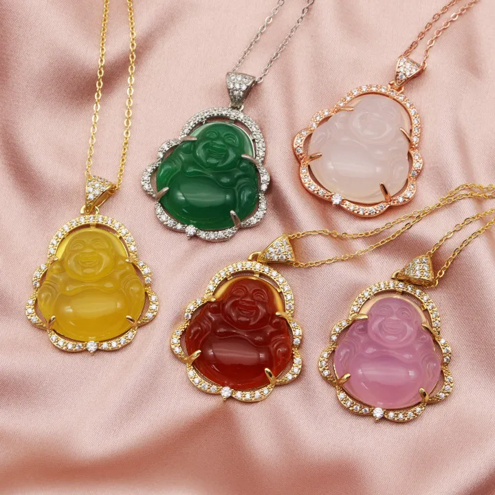 

Drop Shipping Natural Laughing Buddha Pendant Fashion Maitreya Agate Pendant Jewelry Necklace
