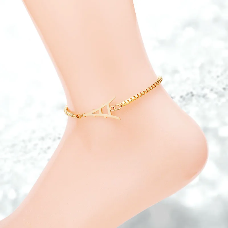 

High Quality Stainless Steel Letter Anklets Gold Silver And Rose Gold Initial Letter Anklet Box Chain Anklets For Woman, As picture