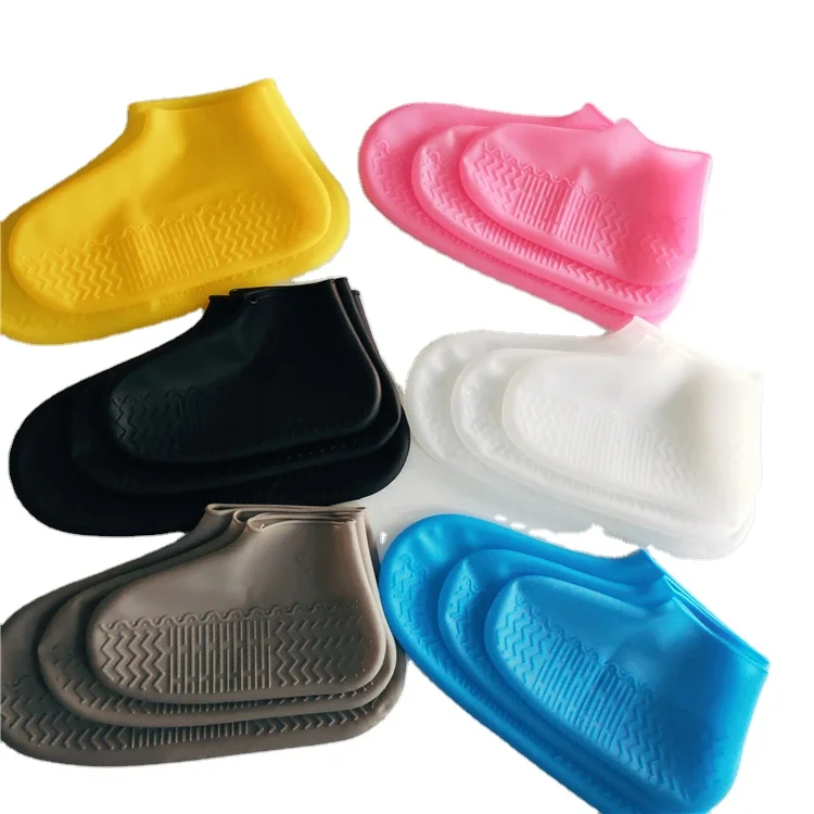 

Unisex outdoor silicone shoe cover waterproof rain cover protectors, White,pink,yellow,black,gray,blue