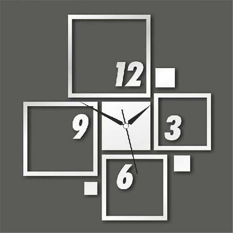 

Diy Wall Mirrors Clock Square Acrylic Sticker Mirrored Clock Living Room Wall Deco