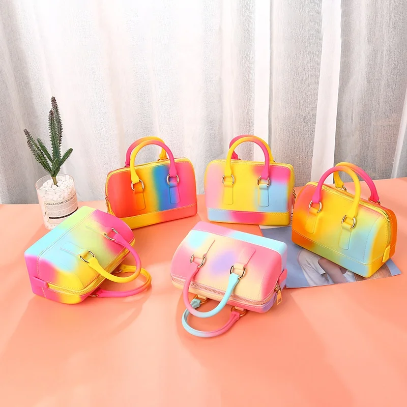 

Factory Wholesale Explosive Bucket-shaped Pillow Bag Mini Jelly Bag Macaron Shoulder Messenger Portable Female Bag Women Pu YQ90