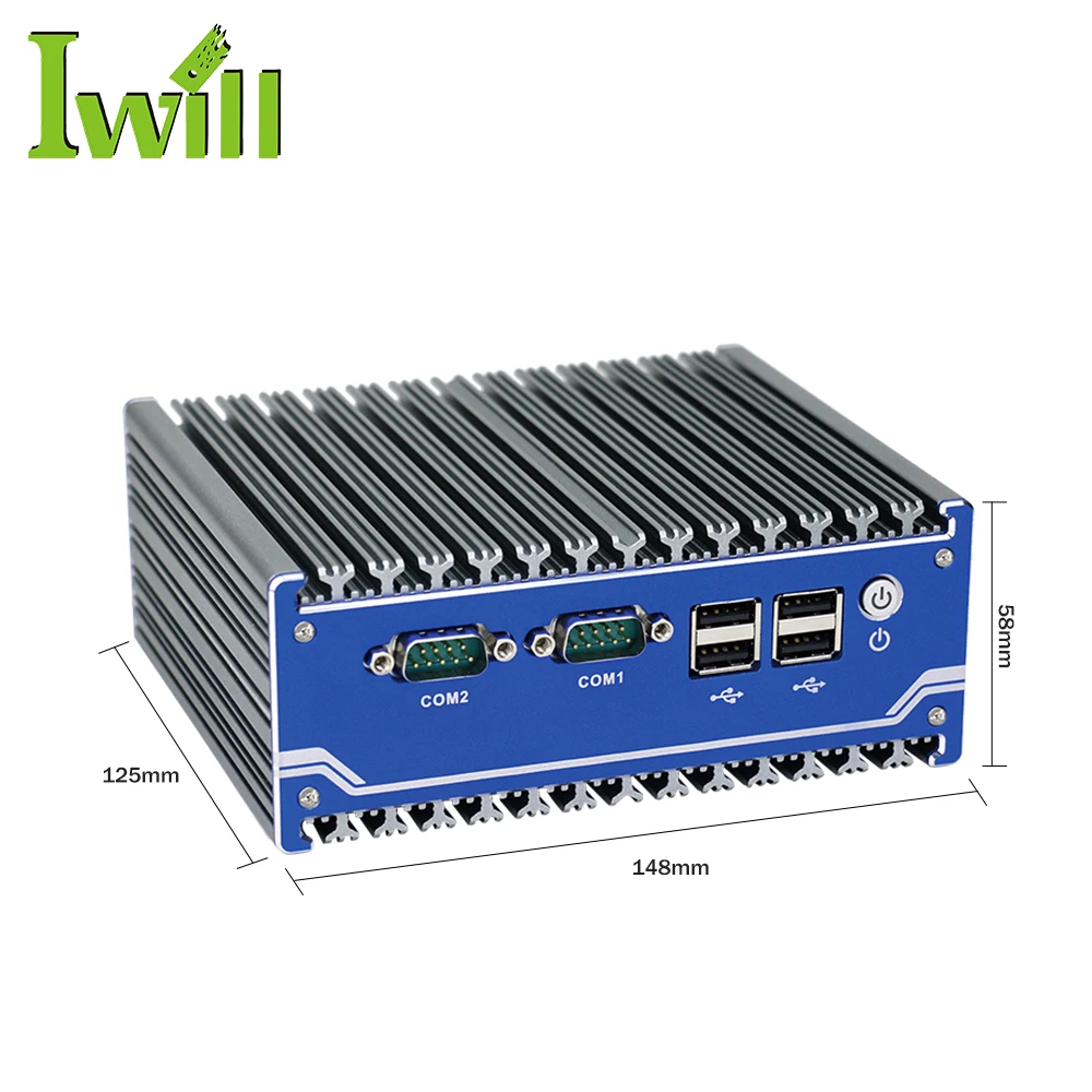 

New design blue Industrial mini pc J1900 quad core fanless computer dual lan for kiosk