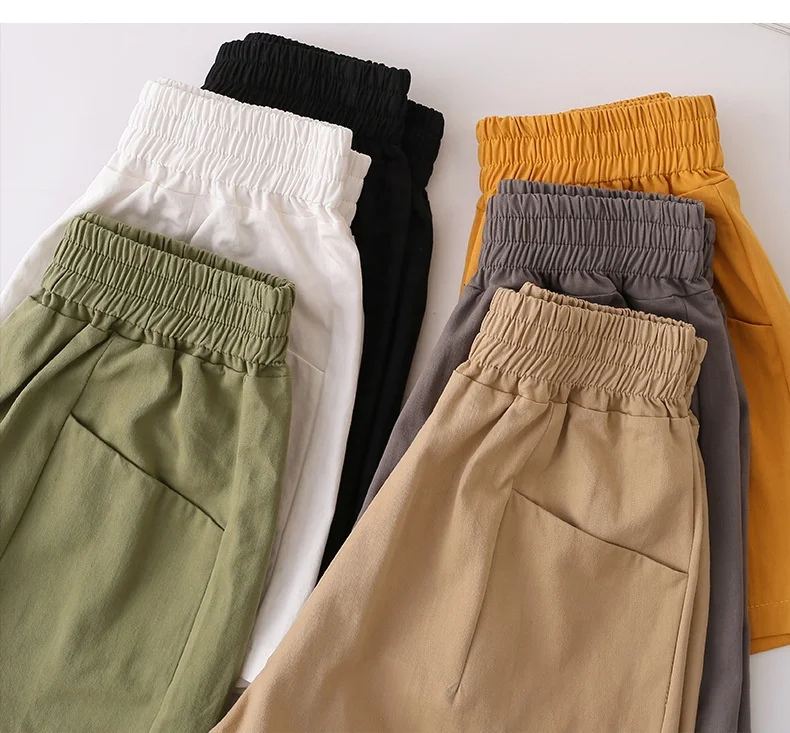 

Women New Pure Cotton Shorts Thin Korean Version High Waist Loose Shorts Large Size Casual Wide Legs Pants XQM