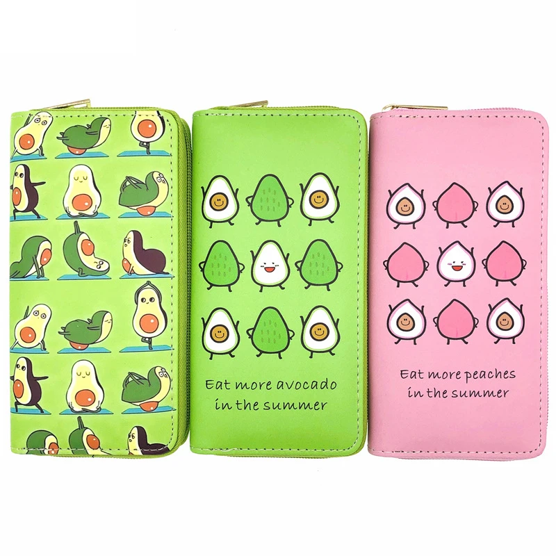 

Avocado Series-6 Girls Cosmetic Bags Women's Cartoon Fruit Purse PU Leather Zipper Wallet Clutch Bag Avocado Wallets