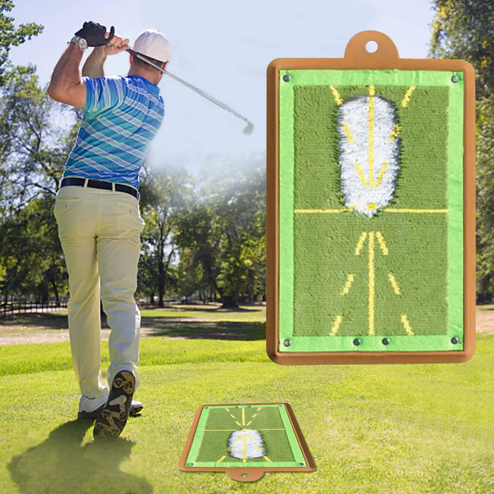 

2023 In stock Golf Swing Track Sequins Mat Mini Golf Training Mat For Swing Detection Batting