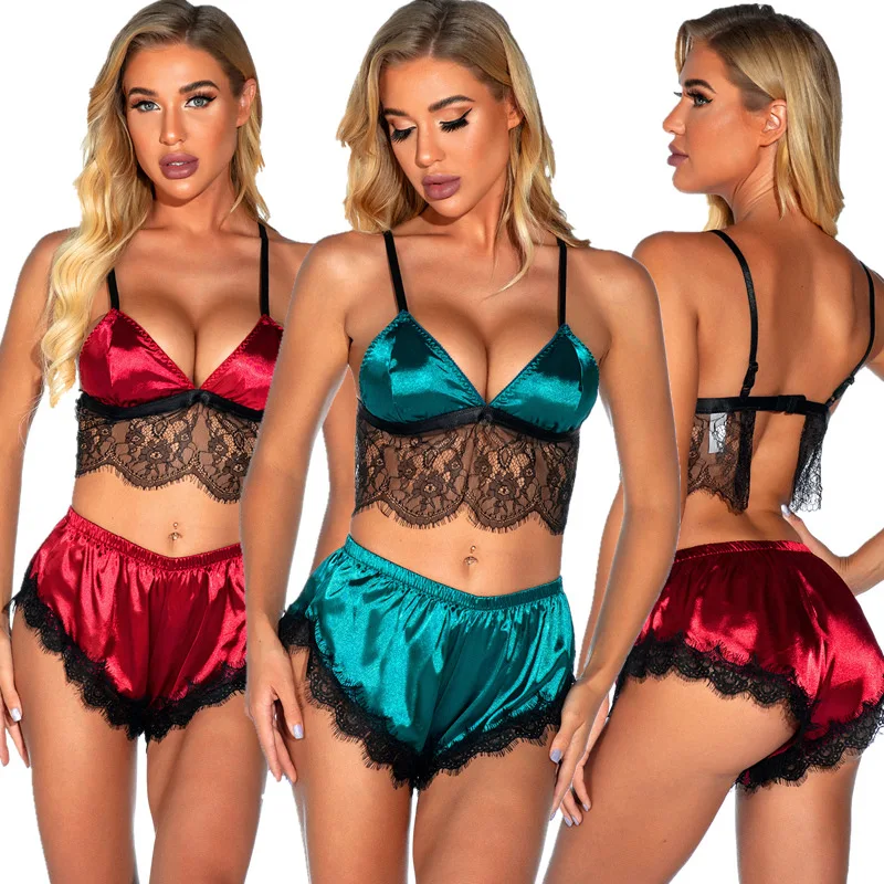 

Trendy Women Clothes Two Piece Sexy Lingerie Sets Lace Stitching See Through Erotic Lingerie For Ladies, Picture color