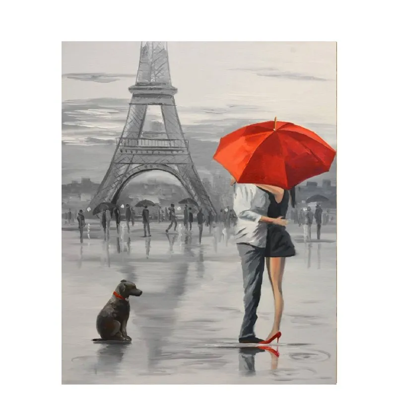 

CHENISTORY 991225 DIY Painting By Numbers kit Eiffel Tower Coloring Numbers Wall Pictures For Living Room oil painting