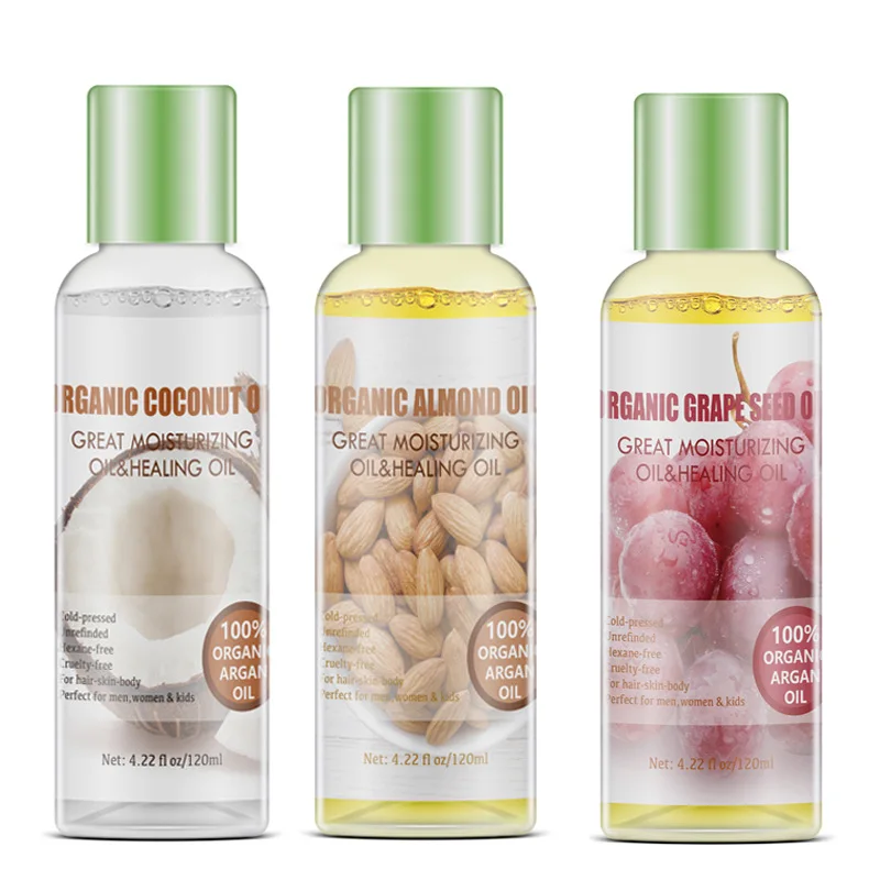 

100% Pure Organic Coconut Almond Grape Seed Castor Avocado Argan Essential Oil Natural For Diffuser Perfume Massage Skin, Multi-colored