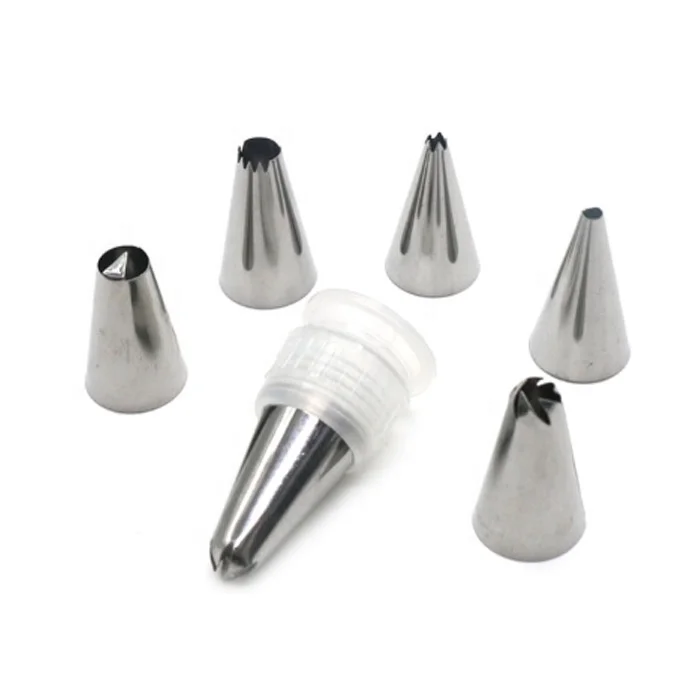

9 Pcs silicone recycling leak-proof stainless steel kitchen baking bag tool cake decoration tips set large icing piping nozzles, Blue