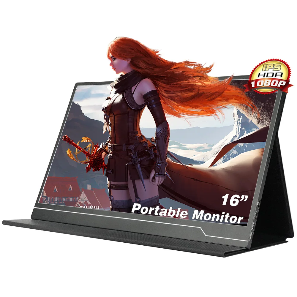 

16 inch portable monitor player games 1080p resolution video second screen for ps4 switch monitor