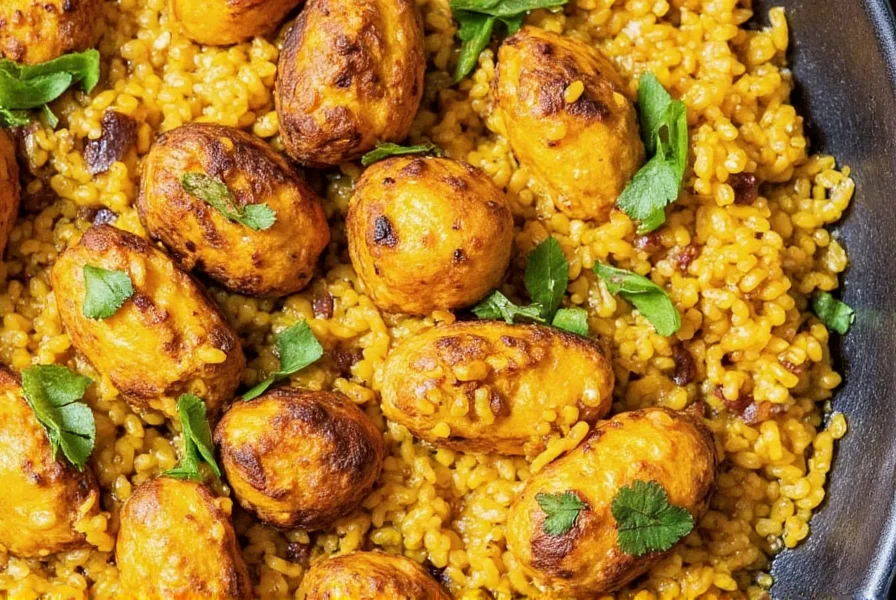 Assorted turmeric dishes including curry, rice, and roasted vegetables