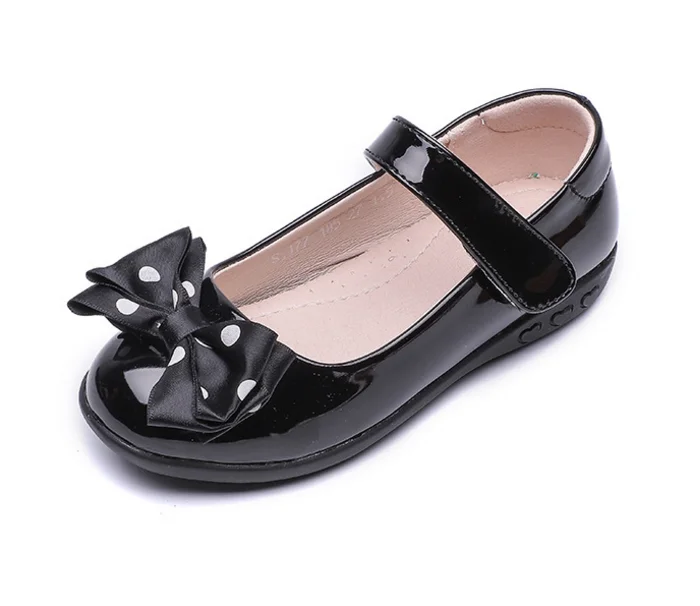 

wholesale school kids girls black pu leather shoes