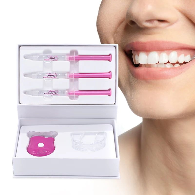 

CE Beautiful Smile Wholesale Non Peroxide Teeth Whitening Kits Private Logo Home Teeth Bleaching Kit, Pink