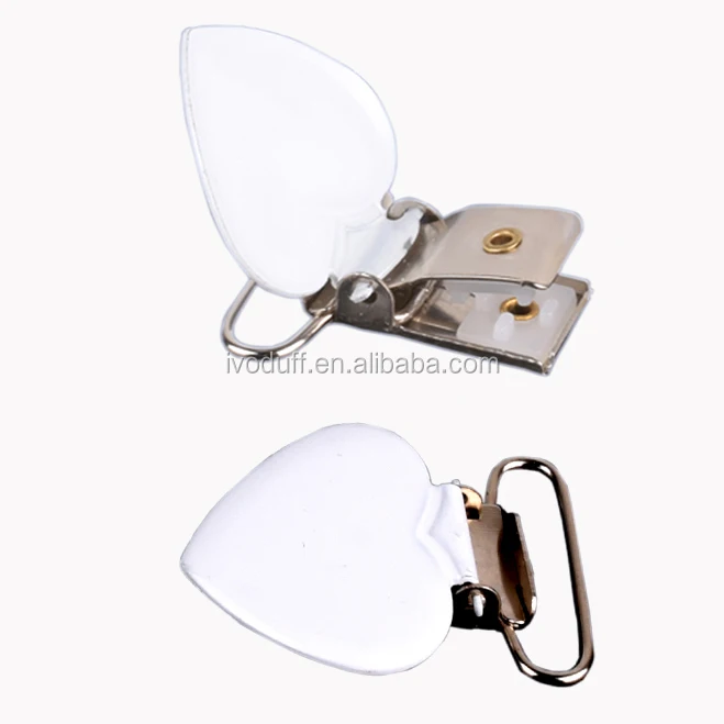 white heart pacifier clip