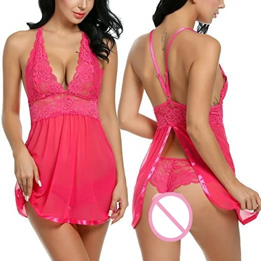 

Sfy81 Best selling ladies suspender lace short night dress erotic sexy lingerie back split with thong for women