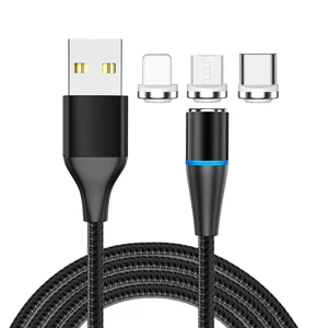 LED 1M Nylon Braided Micro USB Magnetic Charging Cable