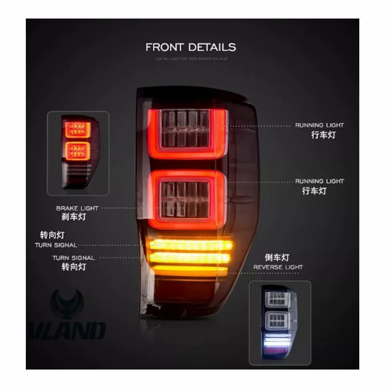VLAND Manufacturer for Car Tail lamp for Ranger LED Taillight 2014 2015 2016 Ranger Tail light with LED moving signal