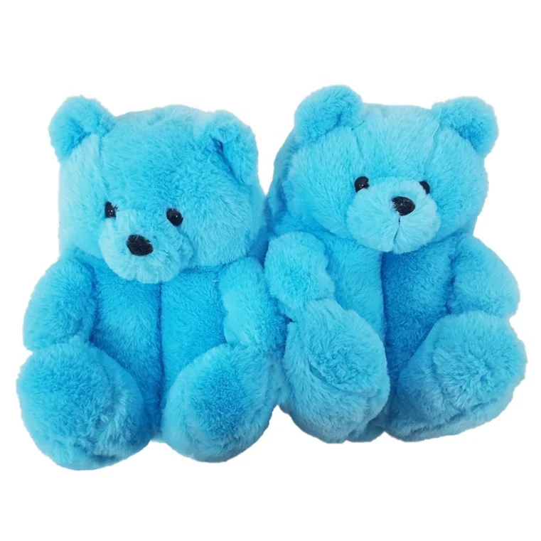 

Factory Wholesale Indoor Bedroom Slippers Lovely Animals Plush Shoes Women Girls Big Teddy Bear Slippers