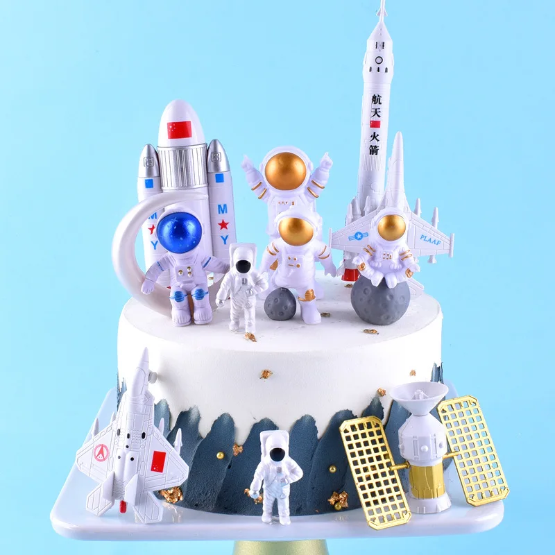 

New Arrivals Space Travel 3 Pics Happy Birthday Party Supplies Toys Cake Topper For Cake Decoration