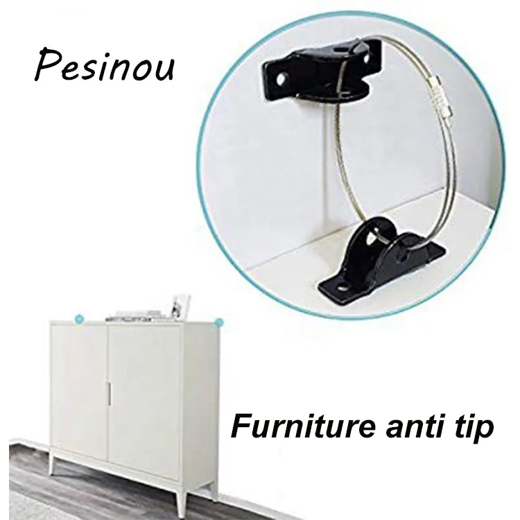 4 Set Furniture Anti Tip Strap Antitip Kit Earthquake Bookshelf Over