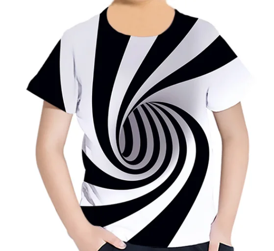 

Children's Short-sleeved T-shirt 3d Printed Swirl Top Cool Let A Person Envy