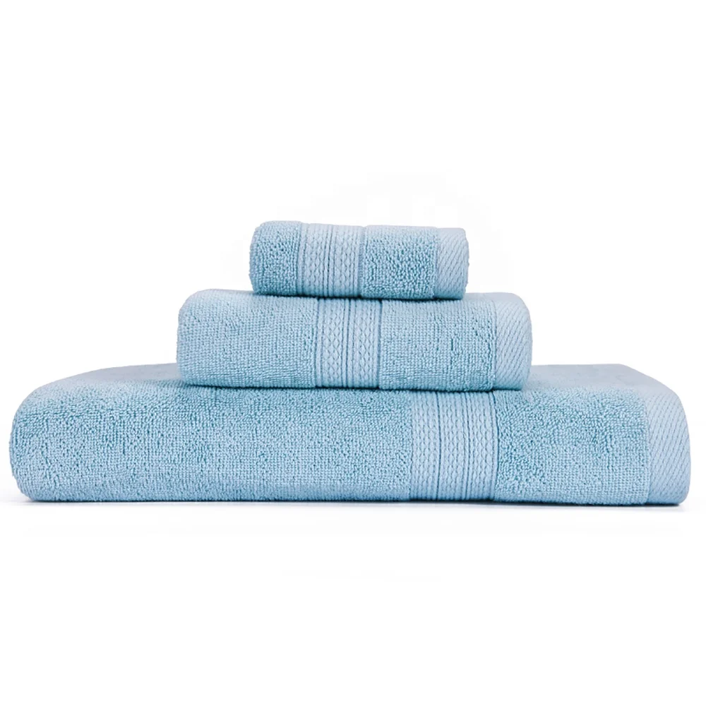 
Wholesale 100% Cotton Luxury Plain Towel, Face Cloth Hand Towel Bath Towel Set 