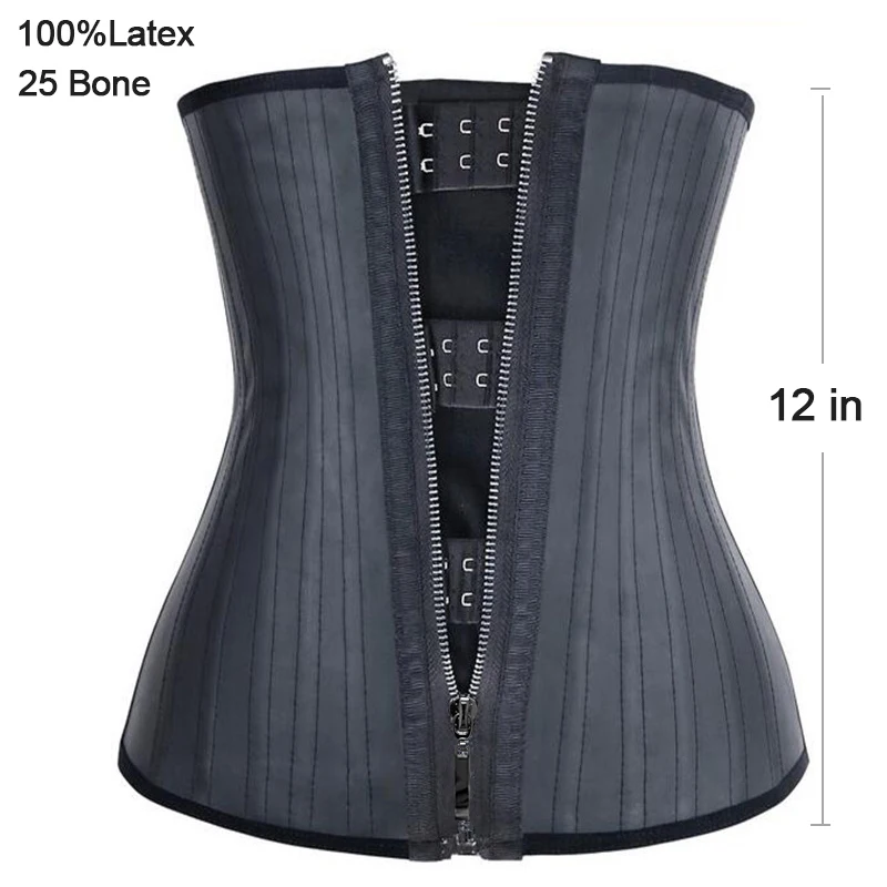 

Wechery Custom XS 6X Hook And Zip Best Women Fajas Compression Corset Plus Size 25 Steel Boned Latex Waist Trainer Long Torso, Black