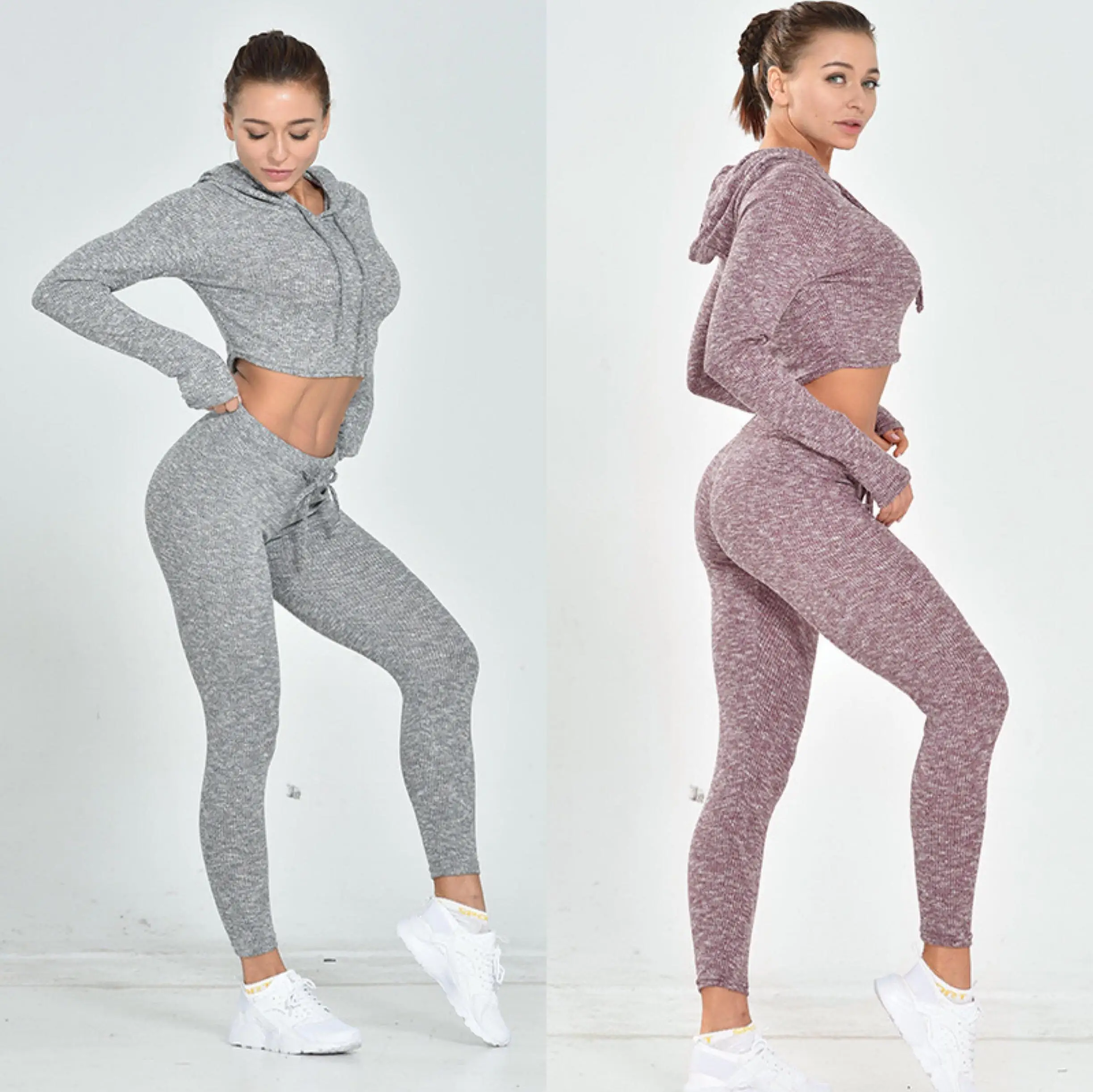 

BBTZ008 Fashion women sportswear fitness yoga set, Flare,gray,brown