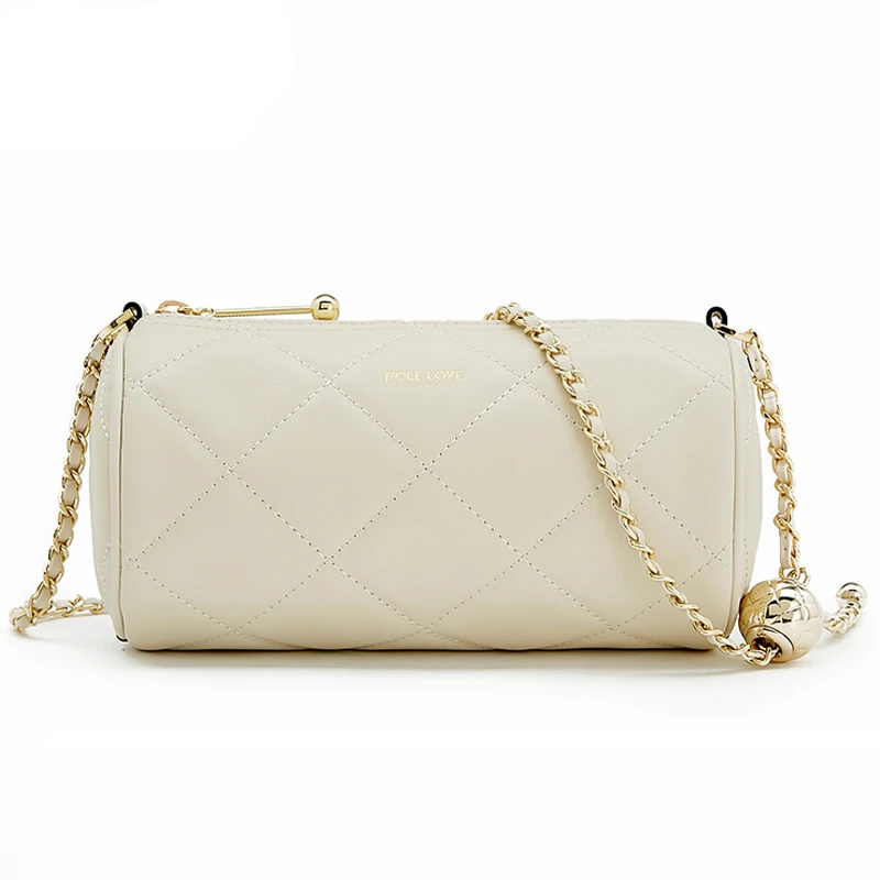

electroplating big ball pillow bag chain lady bags classic diamond lattice women shoulder bags, White