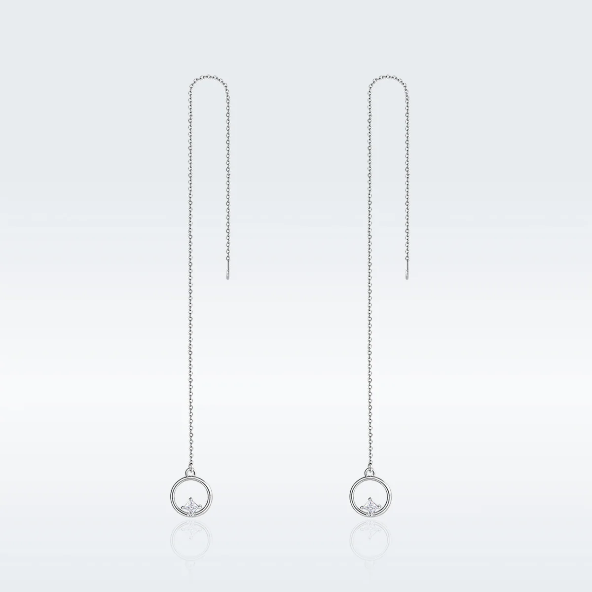 

Elegant 925 Sterling Silver Long Tassel Circle Zircon Drop Earrings