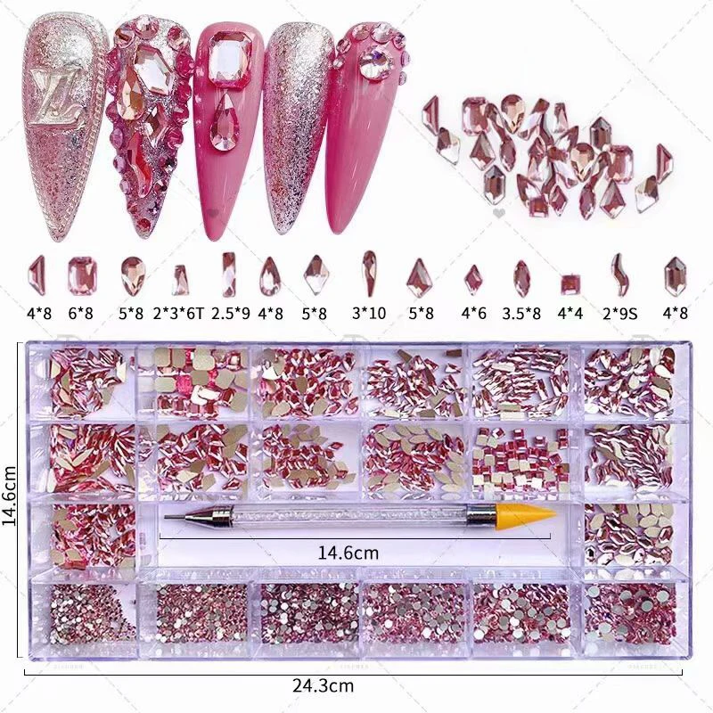 

High Quality Fancy Mix Shape 3d Decoration Design Art Nail Crystals Rhinestones