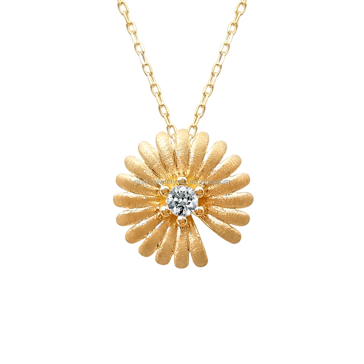 

Good Quality 14K Gold Necklace Fine Jewelry Sunflower Pedant Moissanite Necklace Women Jewelry