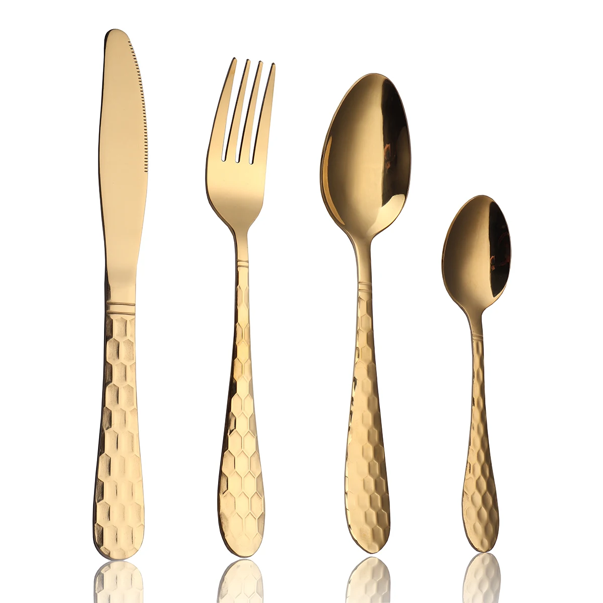 

wholesale stainless steel cuttlery golden cutlery forks flatware gold silverware set