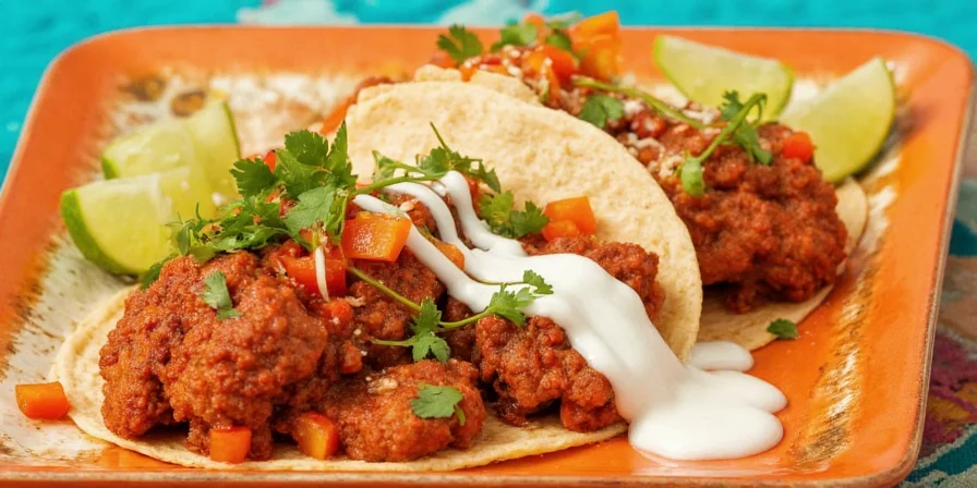 Homemade chicken mole plated with rice and tortillas