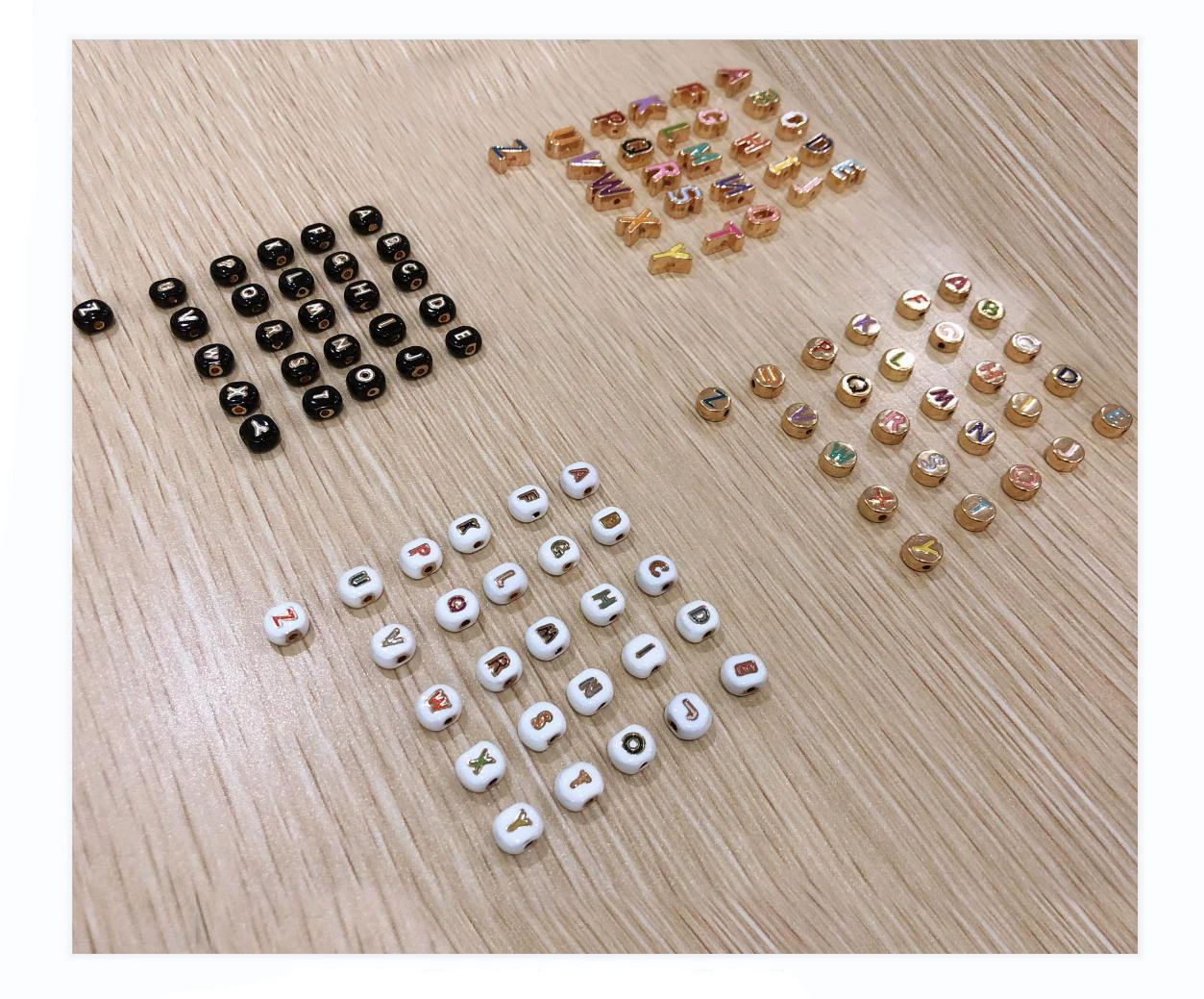 

DIY 14K Shiny Pisa gold beads wholesale alloy enamel letter Initial charms alphabet beads for bracelet making accessories, Colors