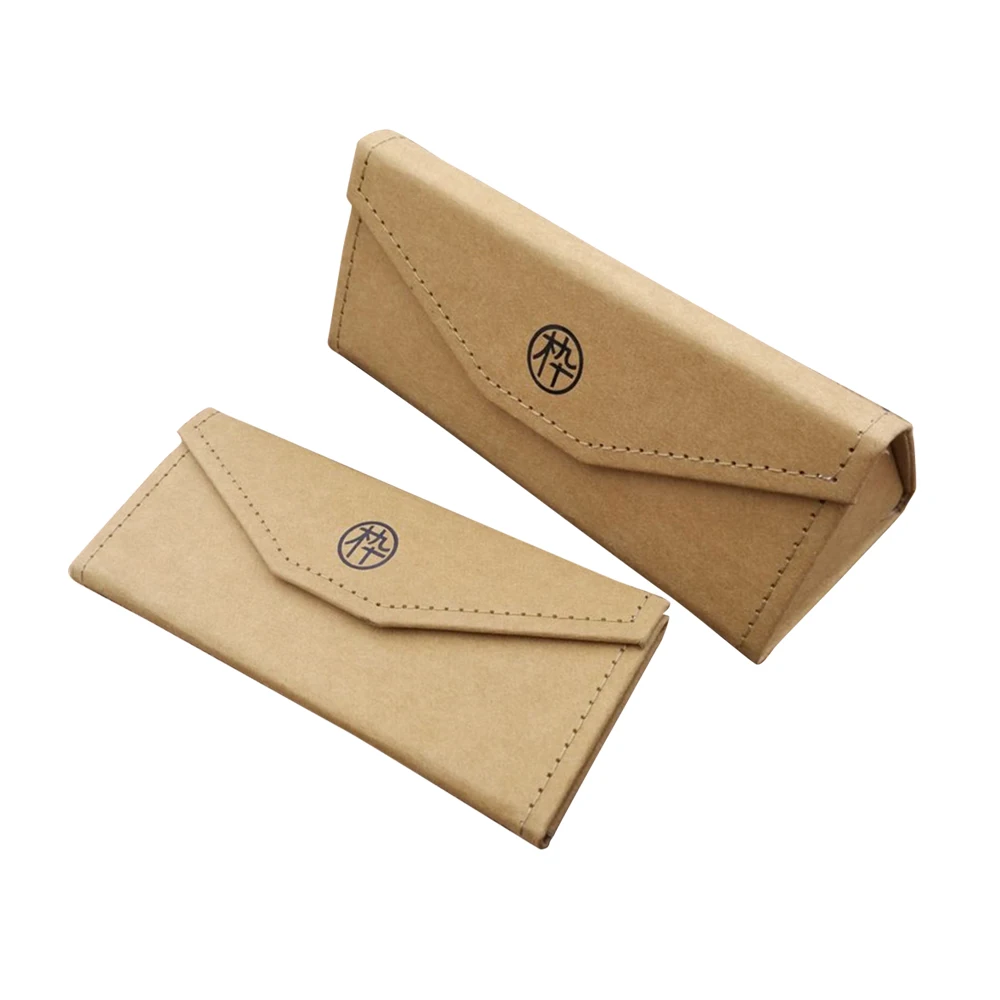 

New style hard paper kraft brown cases triangular folded glasses box customised sunglasses case for 2021