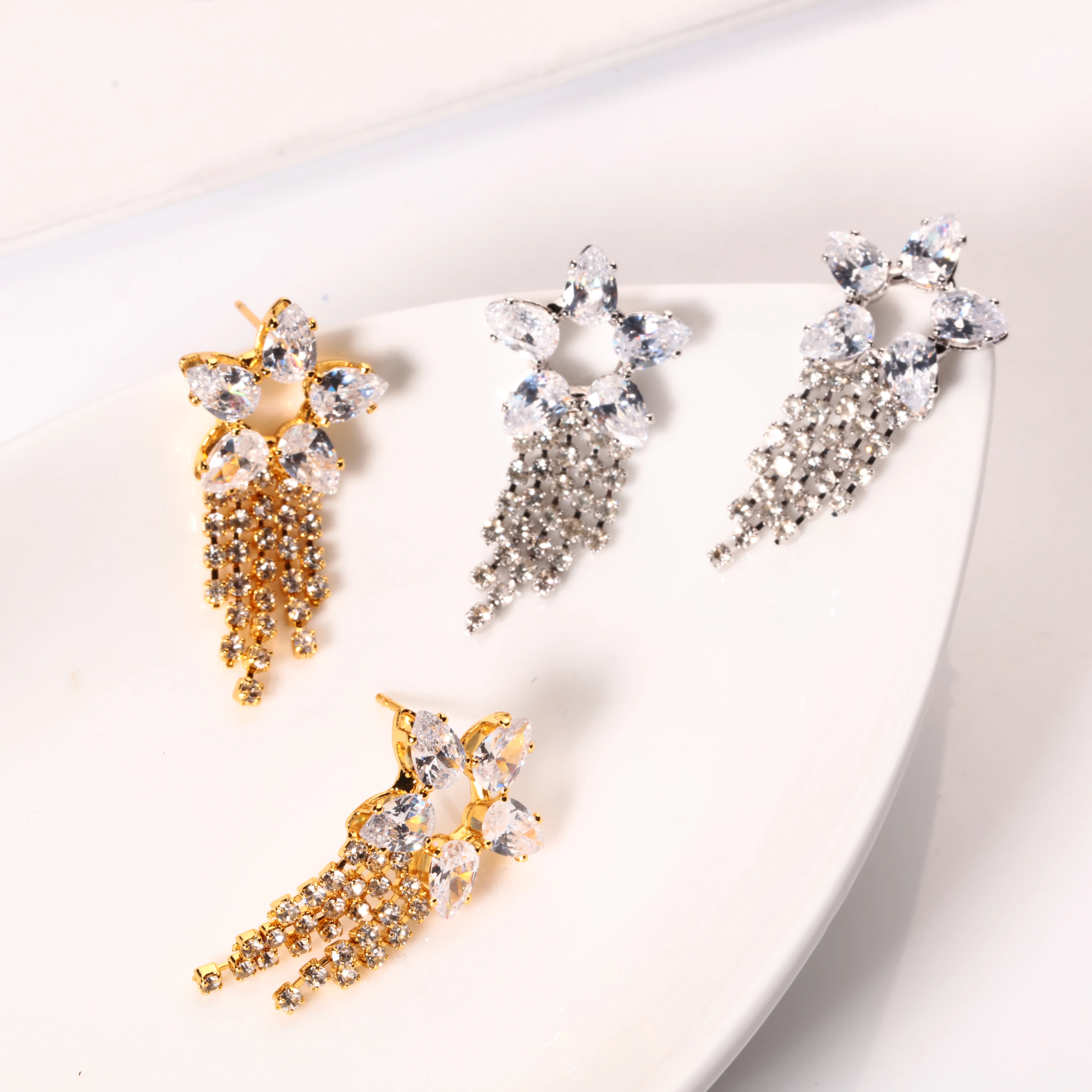 

Fashion Shooting Star Earrings Jewelry Women Brass Diamond Hoop Stud K Gold Plated Ladies Hoop Earrings Factory