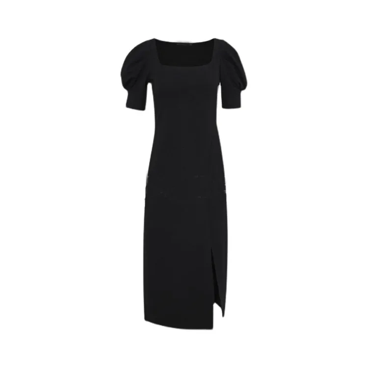

Za Women's Spring/Summer 2021 New Treasure Dress Lightly Cooked Wind Slit, Waist Waist and Thin Round Neck Charm Black Dress, Picture color