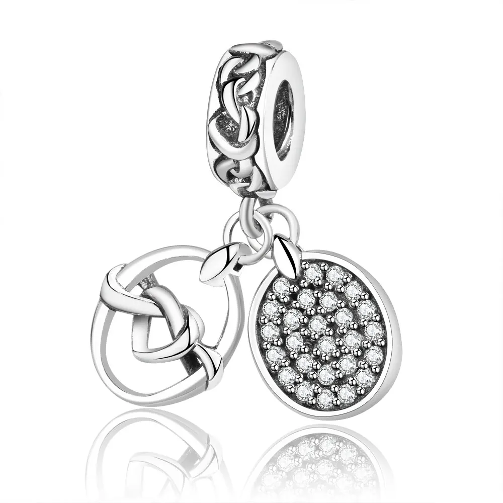 

Fashion Wholesale Pendant Charm 925 Sterling Silver Zircon Heart Dangle Beads Charm