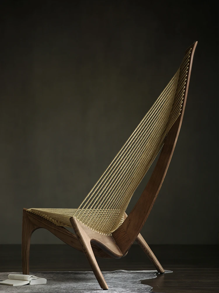 Modern Solid Wood With Rope Lounge Chair In Living Room Buy Chair