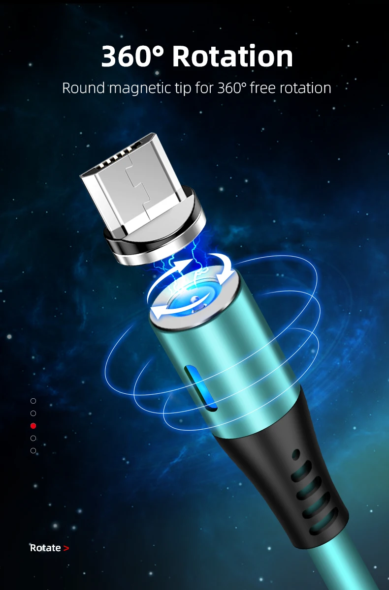 1M LED Magnetic Cable & Micro USB Cable & USB Type C Cable Type-C Magnet Charger Cable for iPhone Xs Max - ANKUX.COM